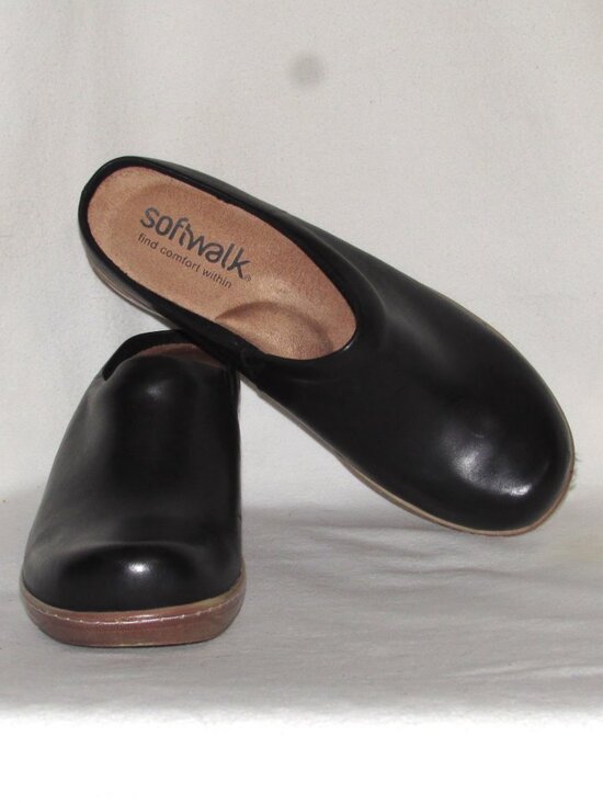SoftWalk Shoes - NEW Ladies SOFTWALK Black LeatherComfort Clogs Heels Shoes 9 N Orig $144